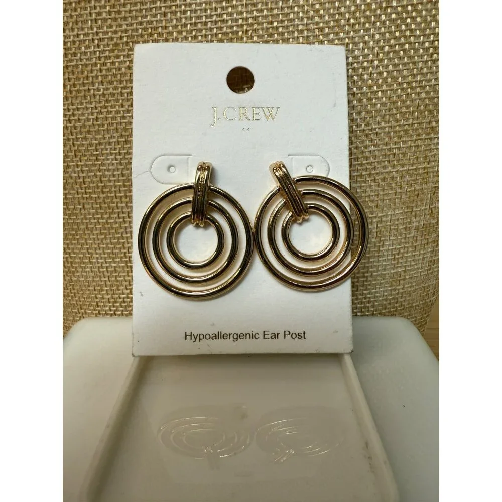 J.Crew Hypoallergenic‎ Gold-Tone Triple Hoop Earrings For Women